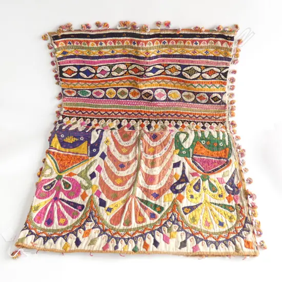 A large bag with applique embroidery, Kutch district. 750 x 560mm…